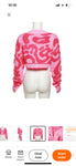 Pink scribble crop sweater