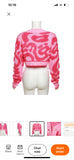 Pink scribble crop sweater