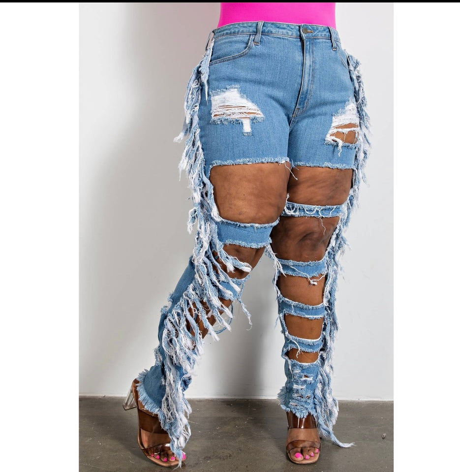 Baddie curvy distressed jeans – Magnificent beauty bar